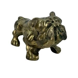 Vtg Solid Brass English Bulldog Gold Desk Paperweight/Figurine 4” statue heavy